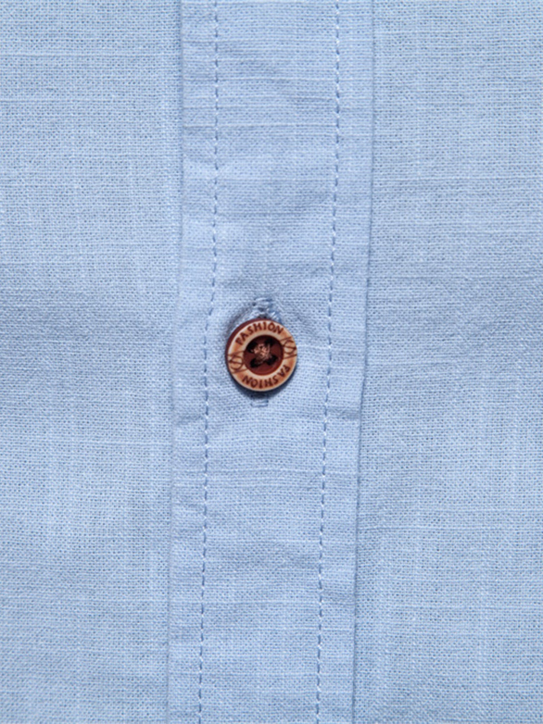 Linen-look long-sleeve shirt with stand-up collar