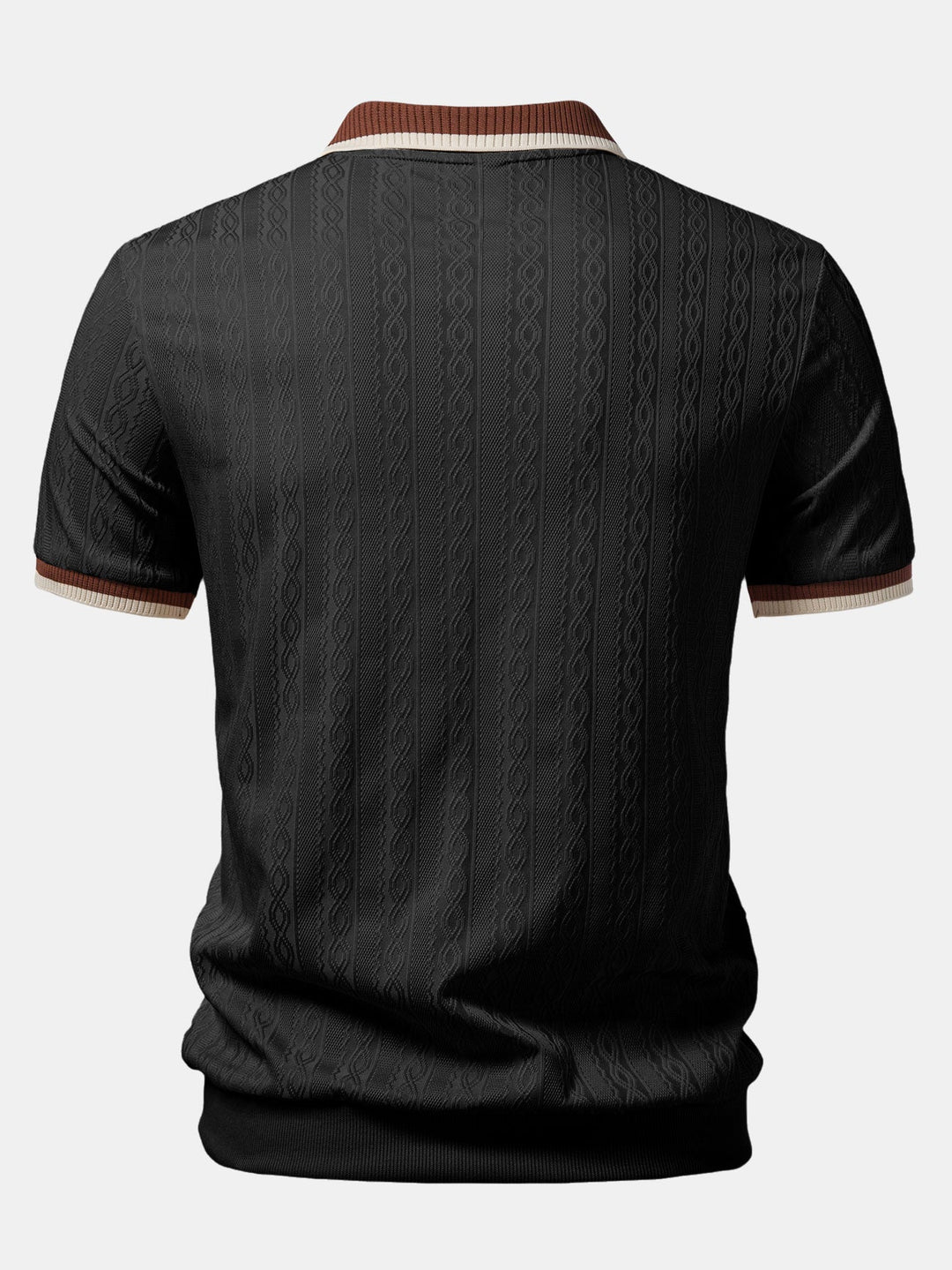 Contrast Trim Textured Zipper Knit Polo
