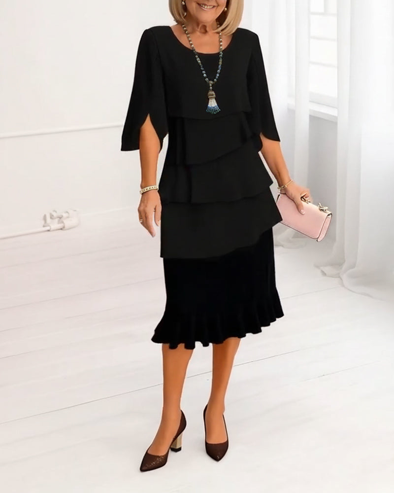 Sophia ™| Elegant Comfort Ruffle Dress